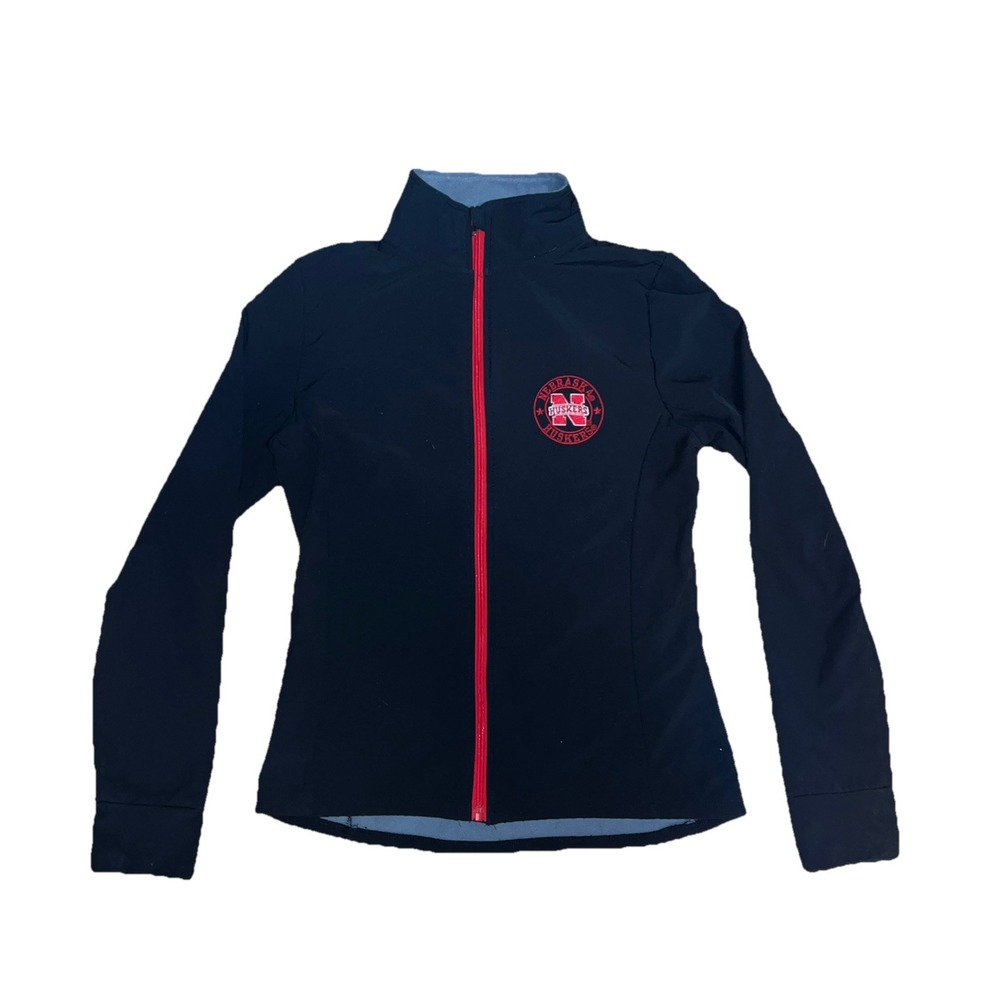 Russell Athletic Nebraska Cornhuskers Women's‎ M Blk Full Zip Windbreaker Jacket